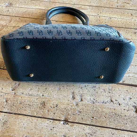 Dooney & Bourke Monogram Logo Satchel Tote Bag Black Canvas Leather - Picture 8 of 14